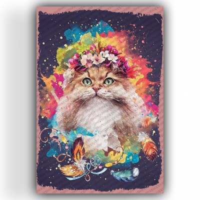 Kedi Ahşap Retro Vintage Poster 