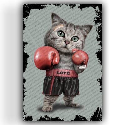 Kedi Ahşap Retro Vintage Poster 