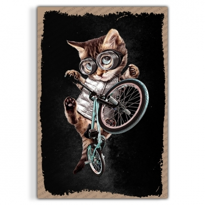 Kedi Ahşap Retro Vintage Poster 