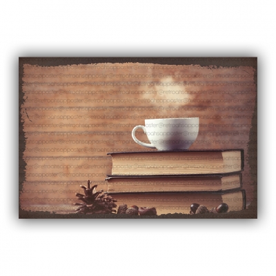 Kitap Kahve Ahşap Retro Vintage Poster 