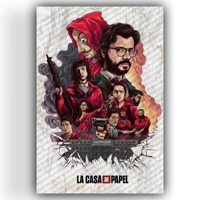 La Casa De Papel Ahşap Retro Vintage Poster 