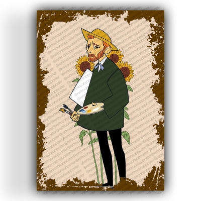 Van Gogh Ahşap Retro Vintage Poster 