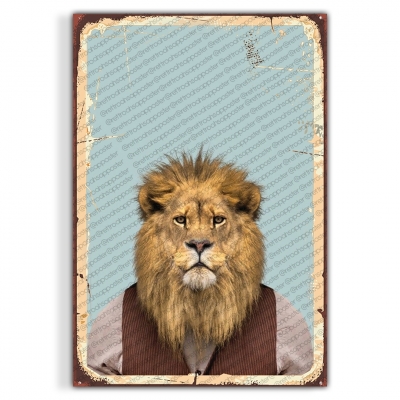 Aslan Ahşap Retro Vintage Poster 