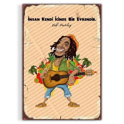 Bob Marley Ahşap Retro Vintage Poster 