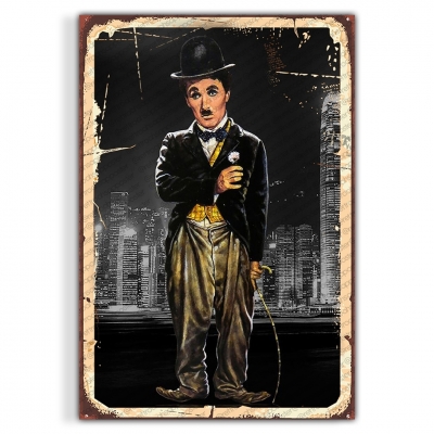 Charlie Chaplin Ahşap Retro Vintage Poster 