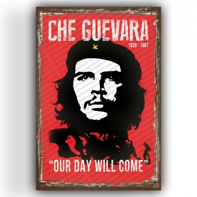 Che Guevara Ahşap Retro Vintage Poster 