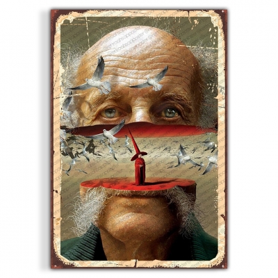 İllüstrasyon Ahşap Retro Vintage Poster 