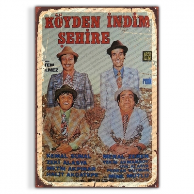 Köyden İndim Şehire Yeşilçam Ahşap Retro Vintage Poster 