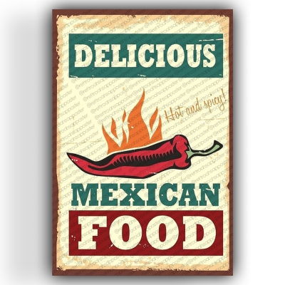 Mexican Food Ahşap Retro Vintage Poster 