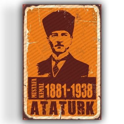 Mustafa Kemal Atatürk Ahşap Retro Vintage Poster 
