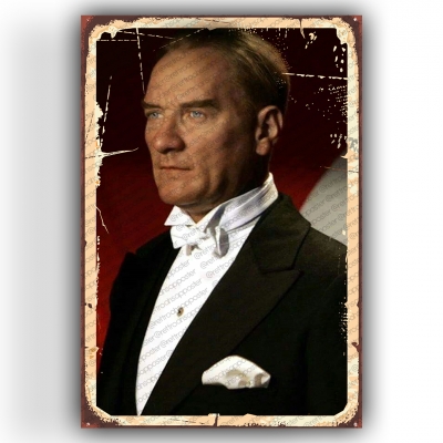 Mustafa Kemal Atatürk Ahşap Retro Vintage Poster 