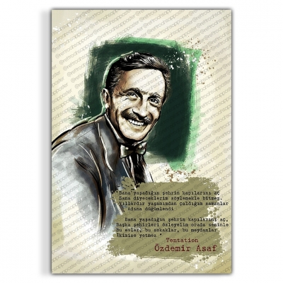 Özdemir Asaf Ahşap Retro Vintage Poster 