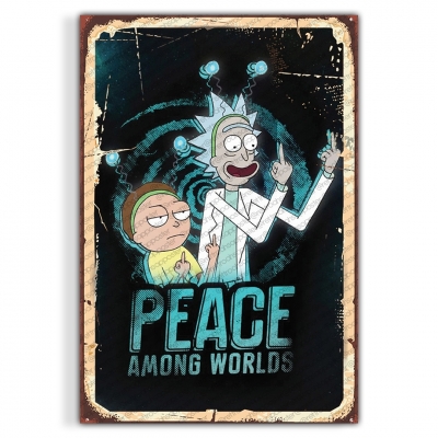 Rick And Morty Ahşap Retro Vintage Poster 