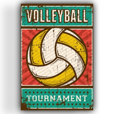 Volleyball Ahşap Retro Vintage Poster 