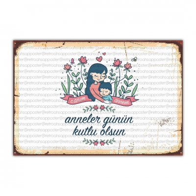 Anneler Günü Ahşap Retro Vintage Poster 