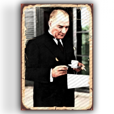 Atatürk Ahşap Retro Vintage Poster 