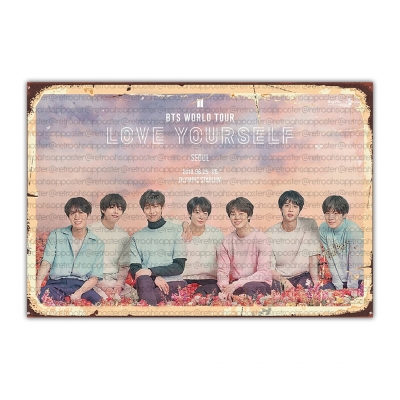 BTS Ahşap Retro Vintage Poster 