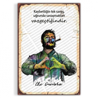 Che Guevara Ahşap Retro Vintage Poster 