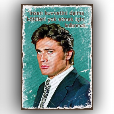 Cüneyt Arkın Ahşap Retro Vintage Poster 