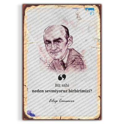 Edip Cansever Ahşap Retro Vintage Poster 
