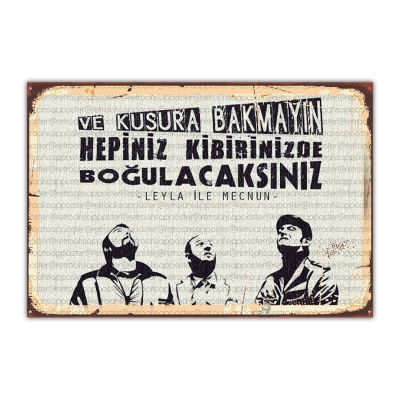 Leyla ile Mecnun Ahşap Retro Vintage Poster 