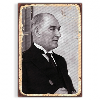 Mustafa Kemal Atatürk Ahşap Retro Vintage Poster 
