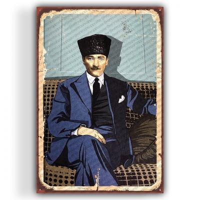 Mustafa Kemal Atatürk Ahşap Retro Vintage Poster 