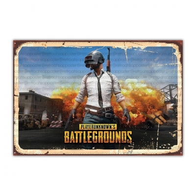 Pubg Ahşap Retro Vintage Poster 