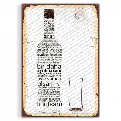 Rakı Ahşap Retro Vintage Poster 