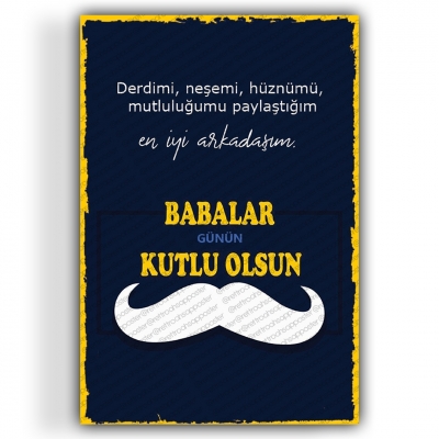 Babalar Günü Ahşap Retro Poster