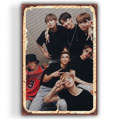 BTS Ahşap Retro Vintage Poster 