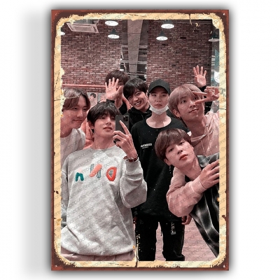BTS Ahşap Retro Vintage Poster 