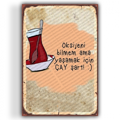 Çay Ahşap Retro Vintage Poster 