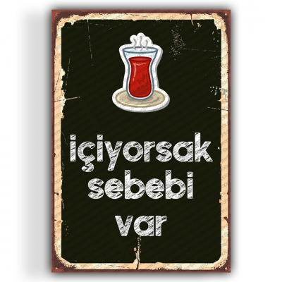 Çay Ahşap Retro Vintage Poster 