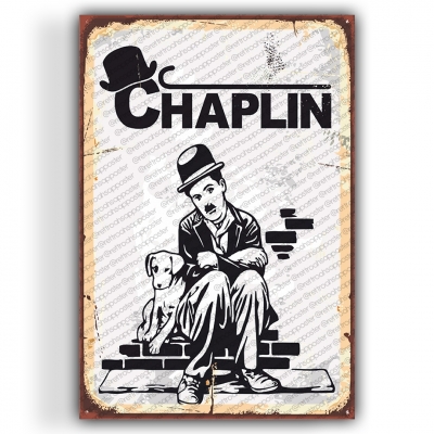 Charlie Chaplin Ahşap Retro Vintage Poster 