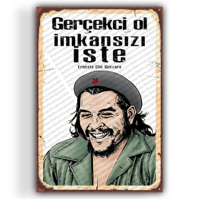 Che Guevara Ahşap Retro Vintage Poster 