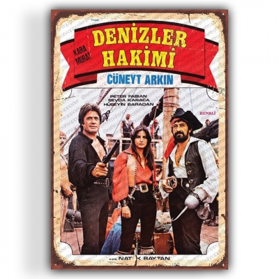 Cüneyt Arkın Yeşilçam Ahşap Retro Poster