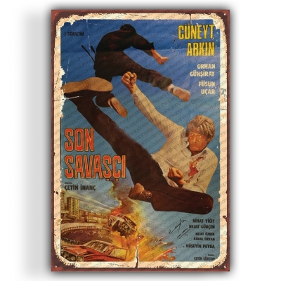 Cüneyt Arkın Yeşilçam Ahşap Retro Poster