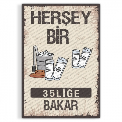 Her şey bir 35liğe bakar Ahşap Retro Poster