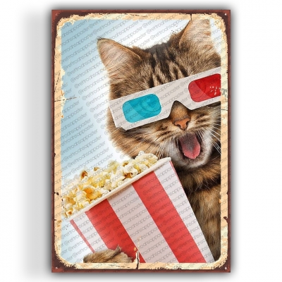 Kedi Ahşap Retro Vintage Poster 