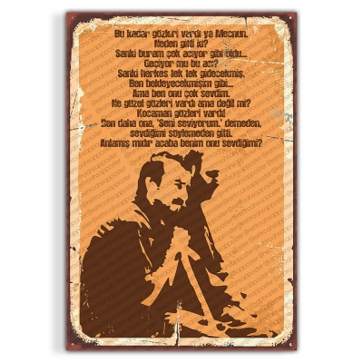 Leyla İle Mecnun Ahşap Retro Vintage Poster 