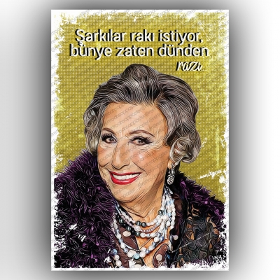 Müzeyyen Senar Ahşap Retro Poster