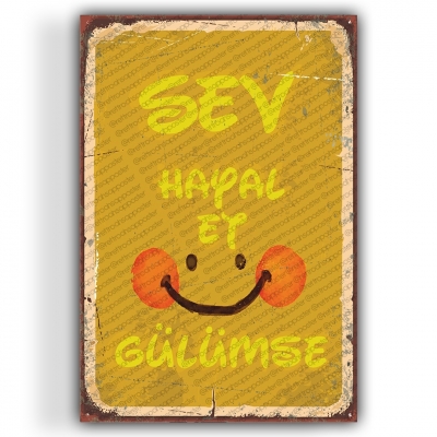 Sev Hayal Et Ahşap Retro Vintage Poster 