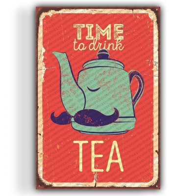 Time to drink Ahşap Retro Vintage Poster 