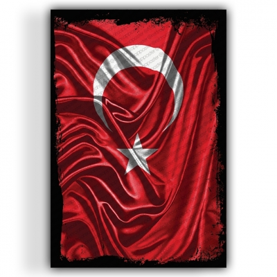 Türk Bayrağı Ahşap Retro Vintage Poster 