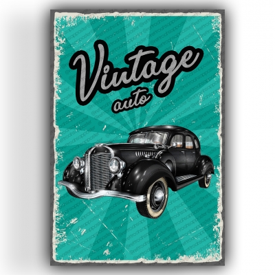 Vintage Auto Ahşap Retro Poster