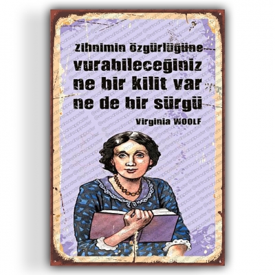 Virginia Woolf Ahşap Retro Vintage Poster 