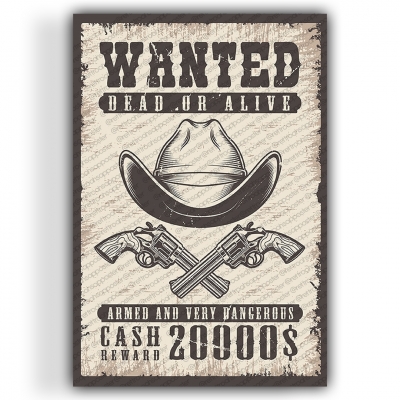 Wanted Ahşap Retro Poster