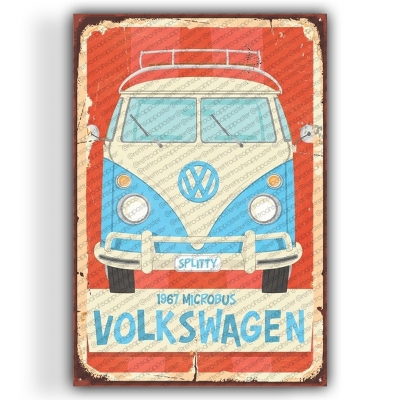 Wolkswagen Ahşap Retro Vintage Poster 