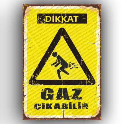 Dikkat Gaz Çıkabilir Ahşap Retro Poster